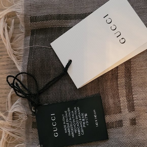 Gucci Silk GG monogram and diamante fringe shawl/scarf - Picture 6 of 7